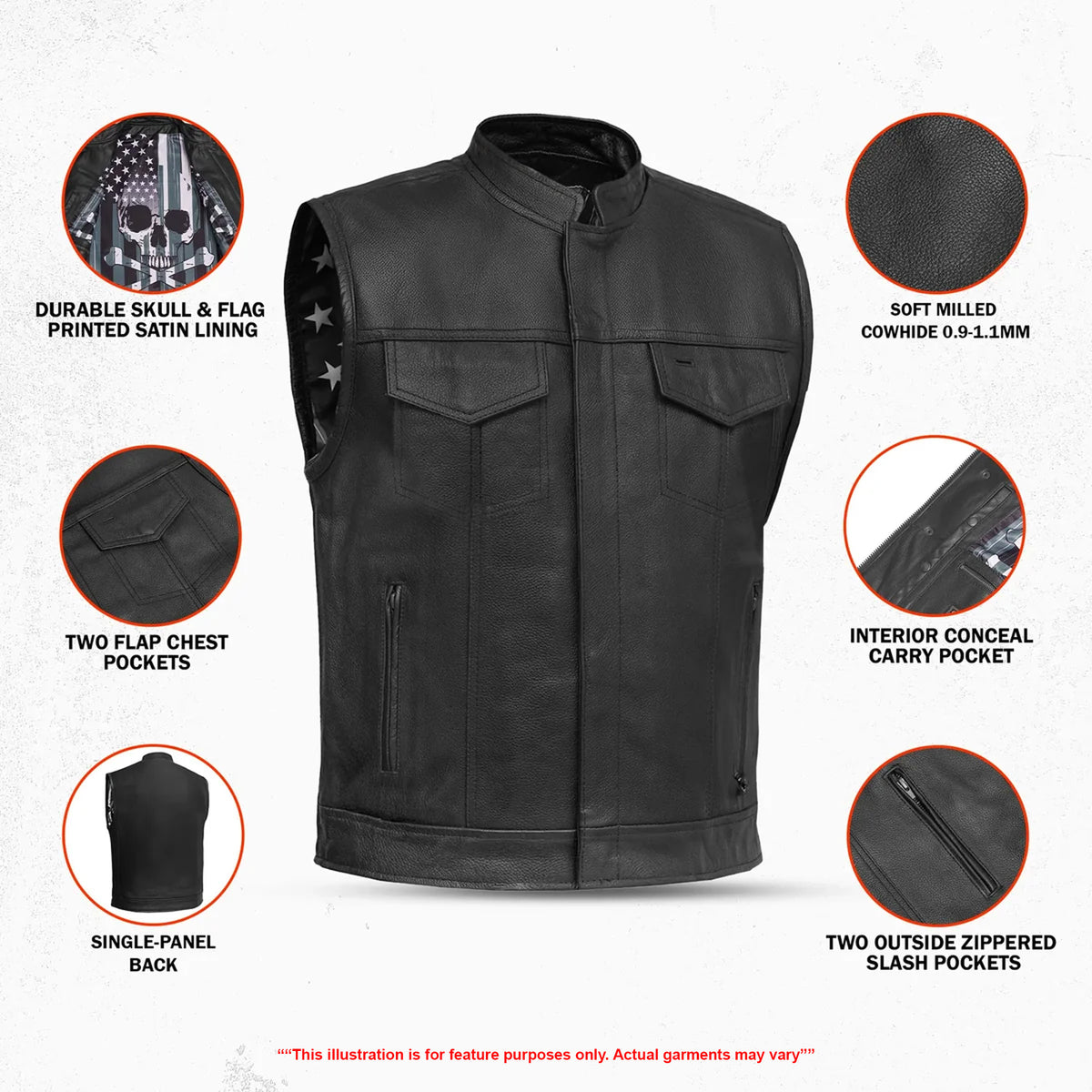 Blaze™ Men's Motorcycle Leather Vest