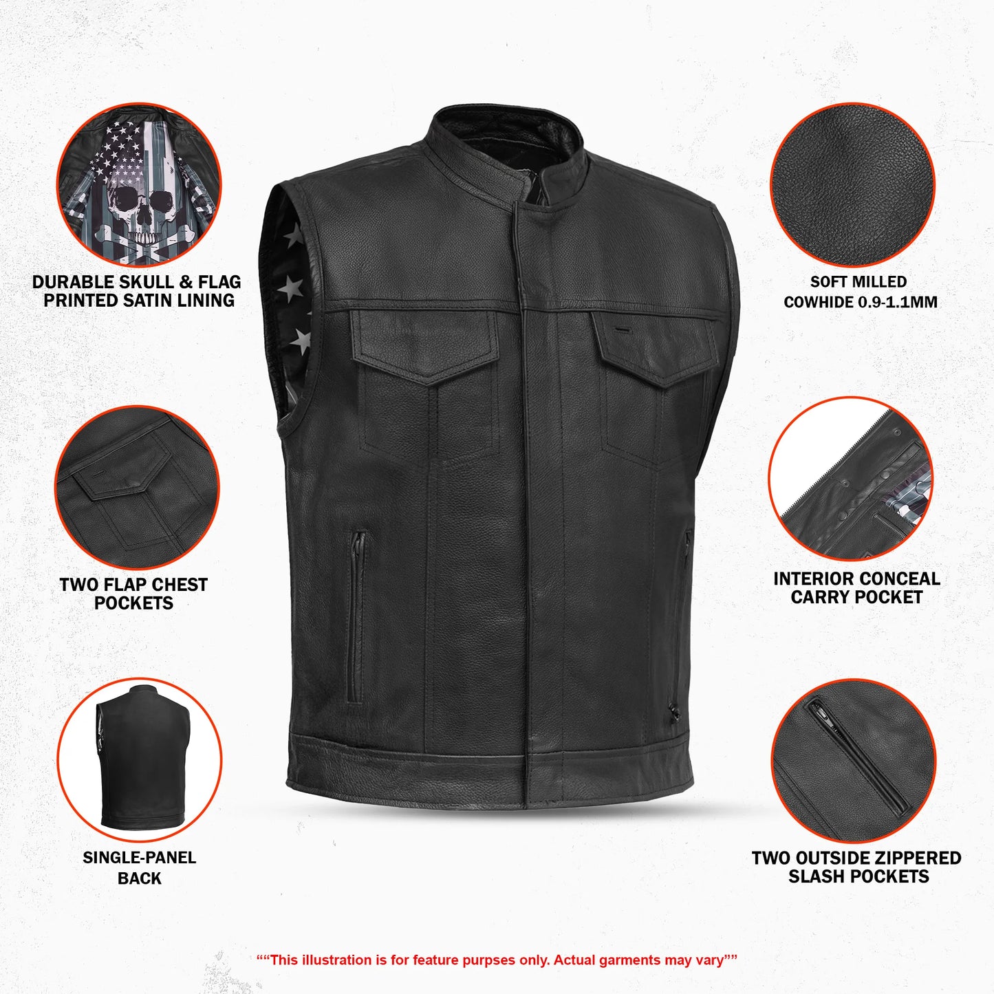 Blaze™ Men's Motorcycle Leather Vest