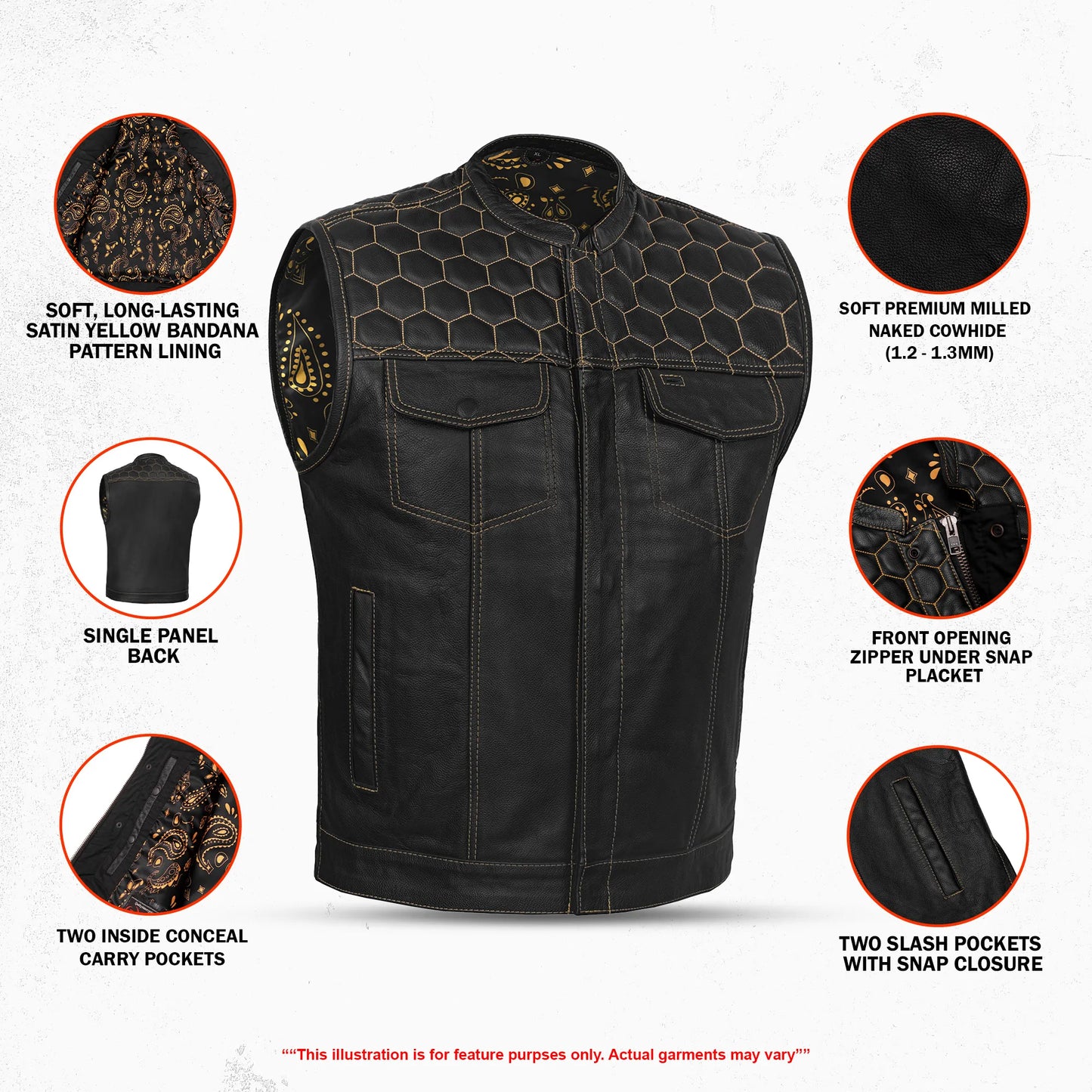 Auric™ Men's Motorcycle Leather Vest