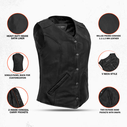 DS204 Women's Stylish Longer Body &frac34; Vest - Plain Sides
