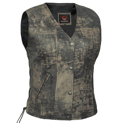 Oak Women's Leather Motorcycle Vest