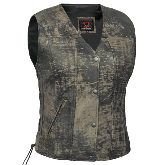 Oak Women's Leather Motorcycle Vest