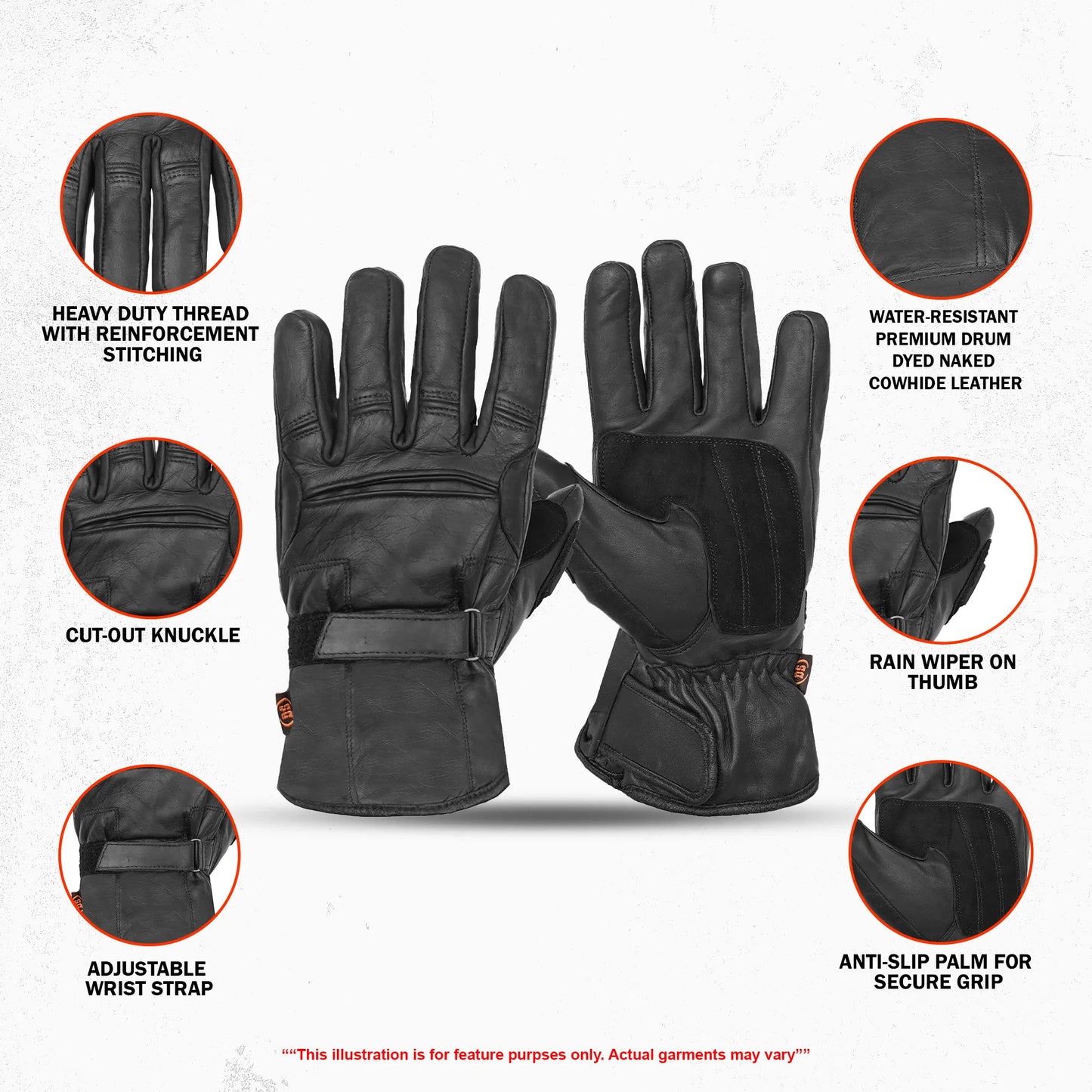 TrailFrost Men's Gauntlet Motorcycle Gloves