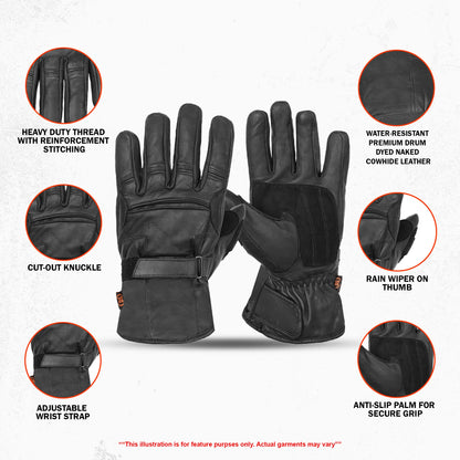 TrailFrost Men's Gauntlet Motorcycle Gloves