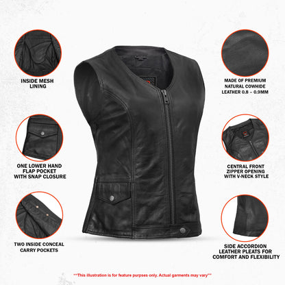 DS215 NoirFlex - Women’s Leather Motorcycle Vest