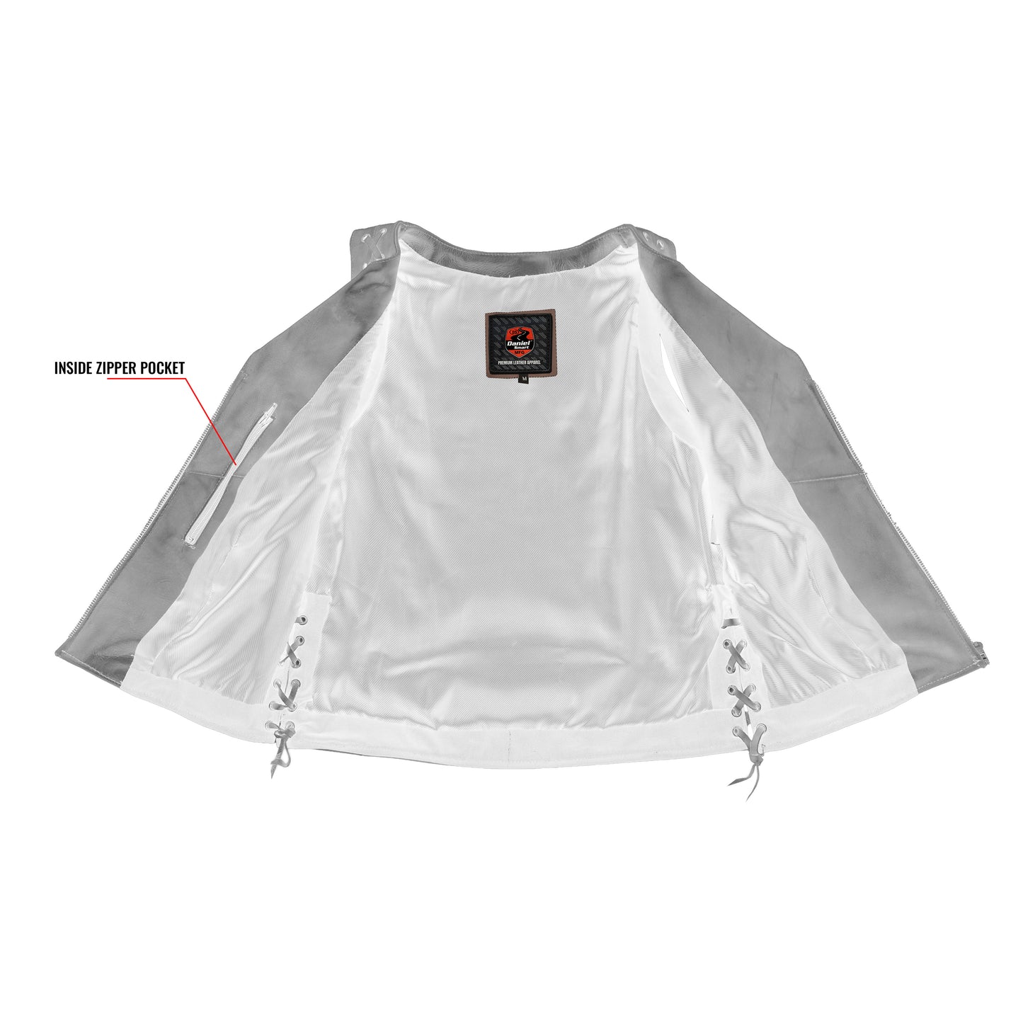 DS236 Women's Brown Zippered Vest with Lacing Details