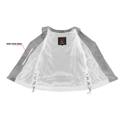 DS236 Women's Brown Zippered Vest with Lacing Details