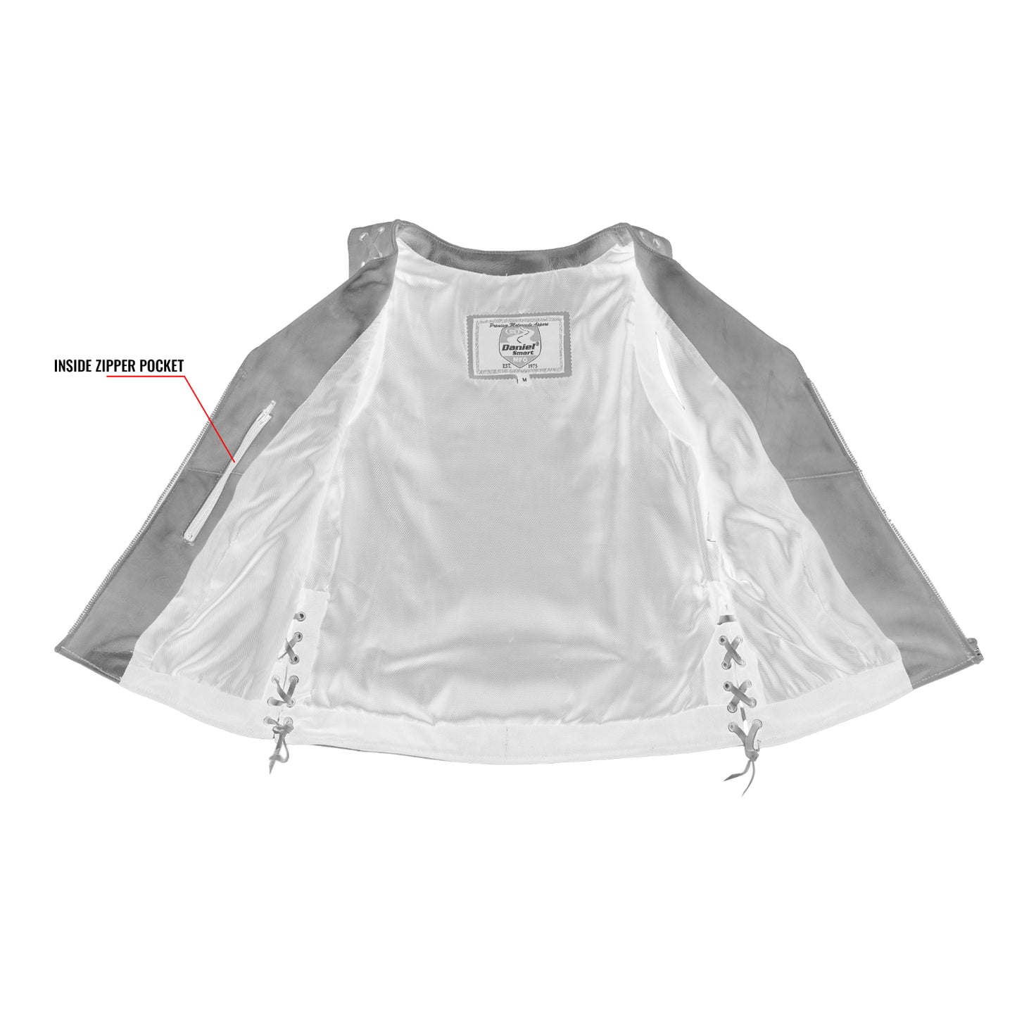 DS236 Women's Brown Zippered Vest with Lacing Details