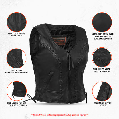 DS241 Women's Lightweight Vest with Rivets Detailing