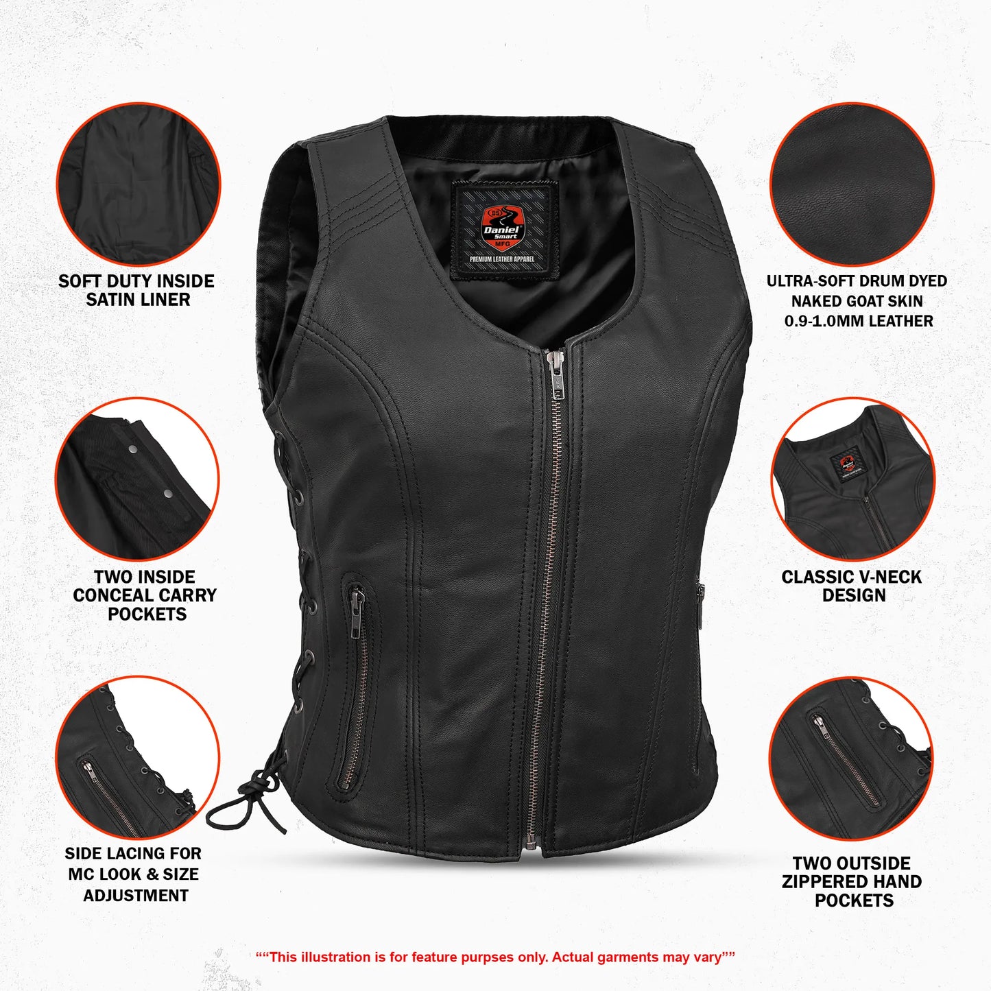 Inferno Women's Leather Motorcycle Vest