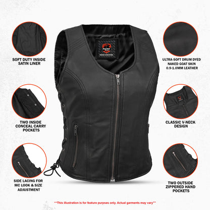 Inferno Women's Leather Motorcycle Vest