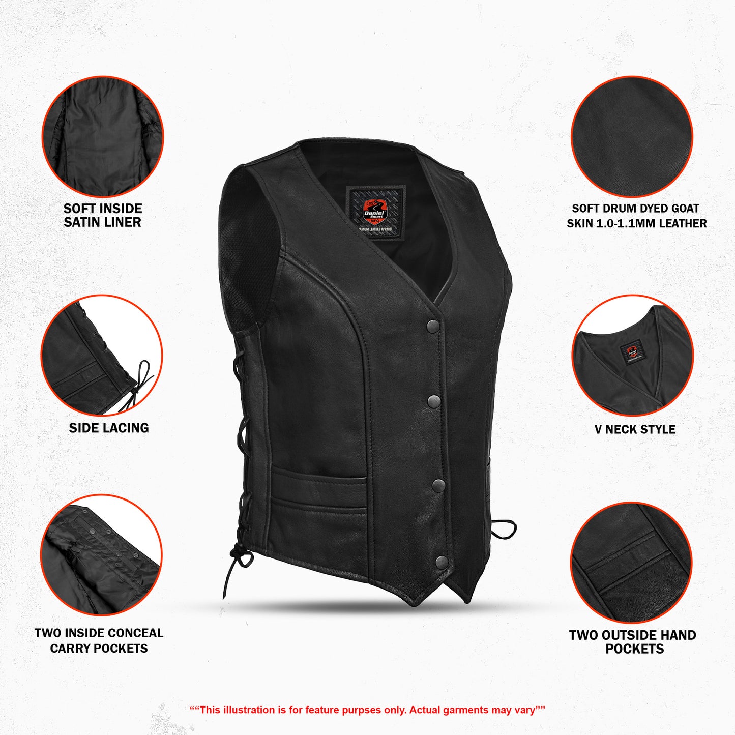 Essence Women's Leather Motorcycle Vest