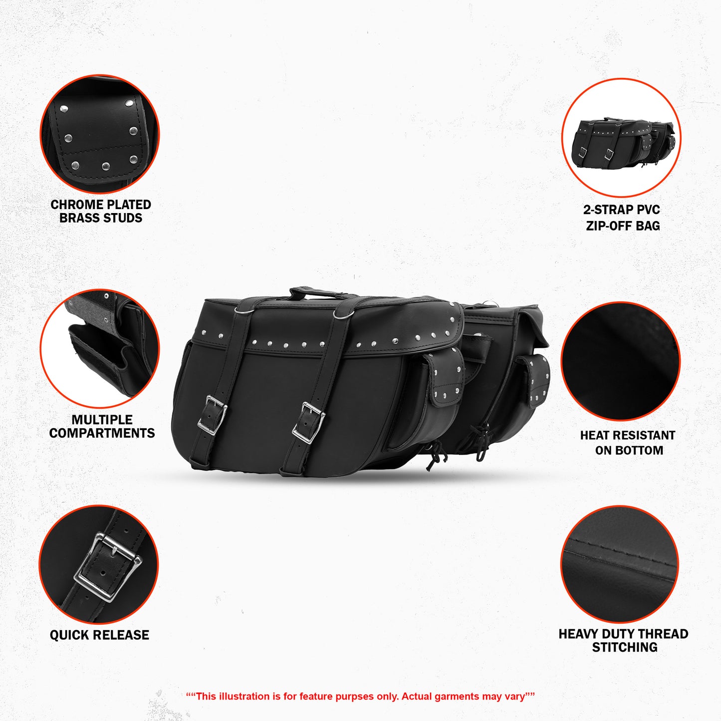 DS312S Two Strap Saddle Bag w/ Studs