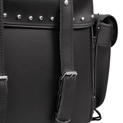 DS350S Leather Black PVC Large 4 Piece Motorcycle Touring Tail Bag wi