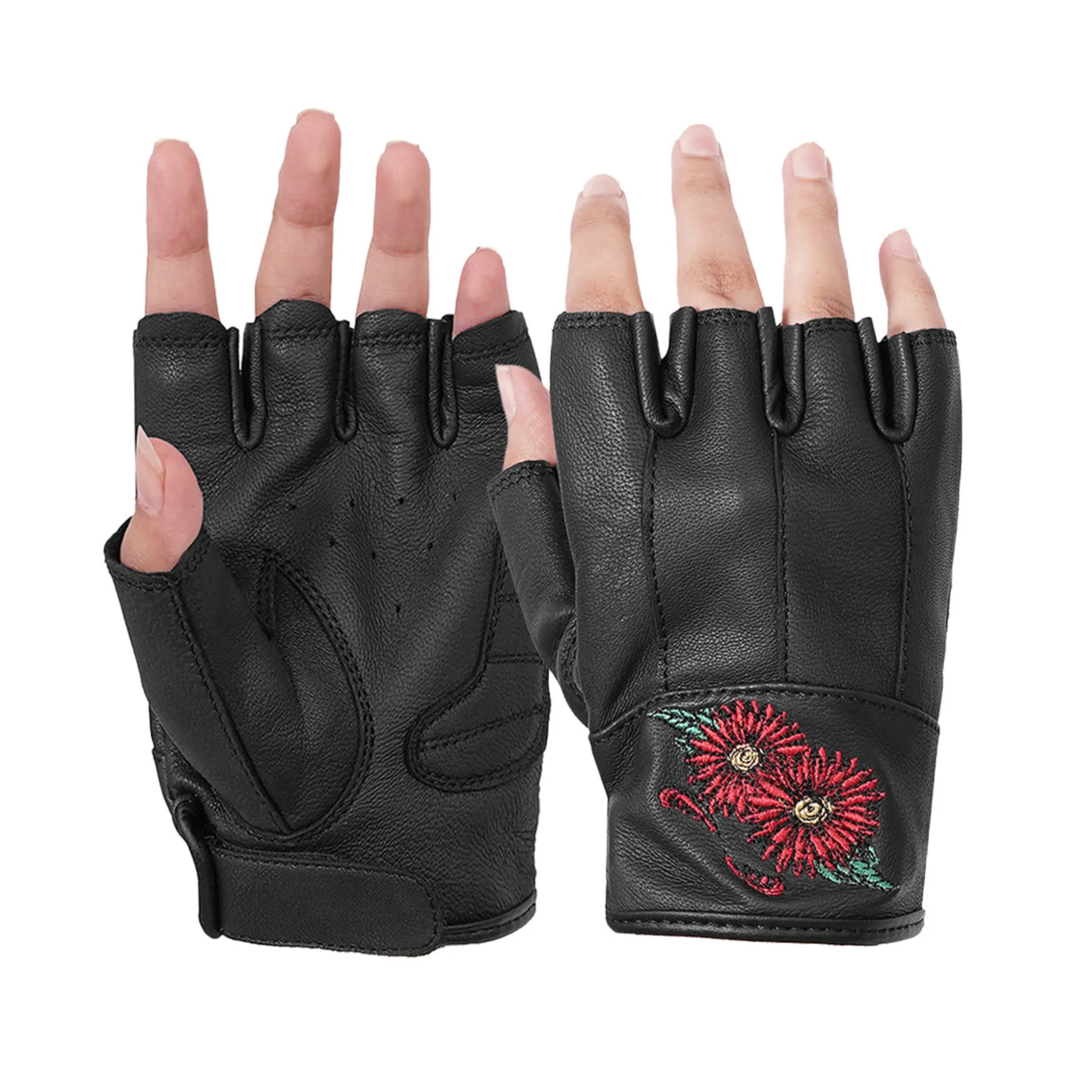 DS36 Women's Embroidered Fingerless Glove