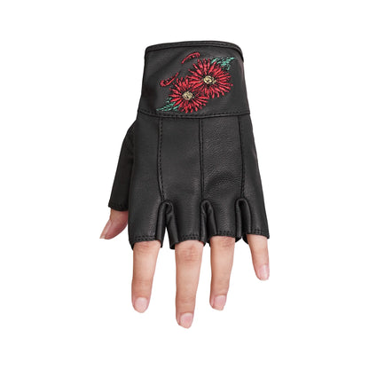 DS36 Women's Embroidered Fingerless Glove