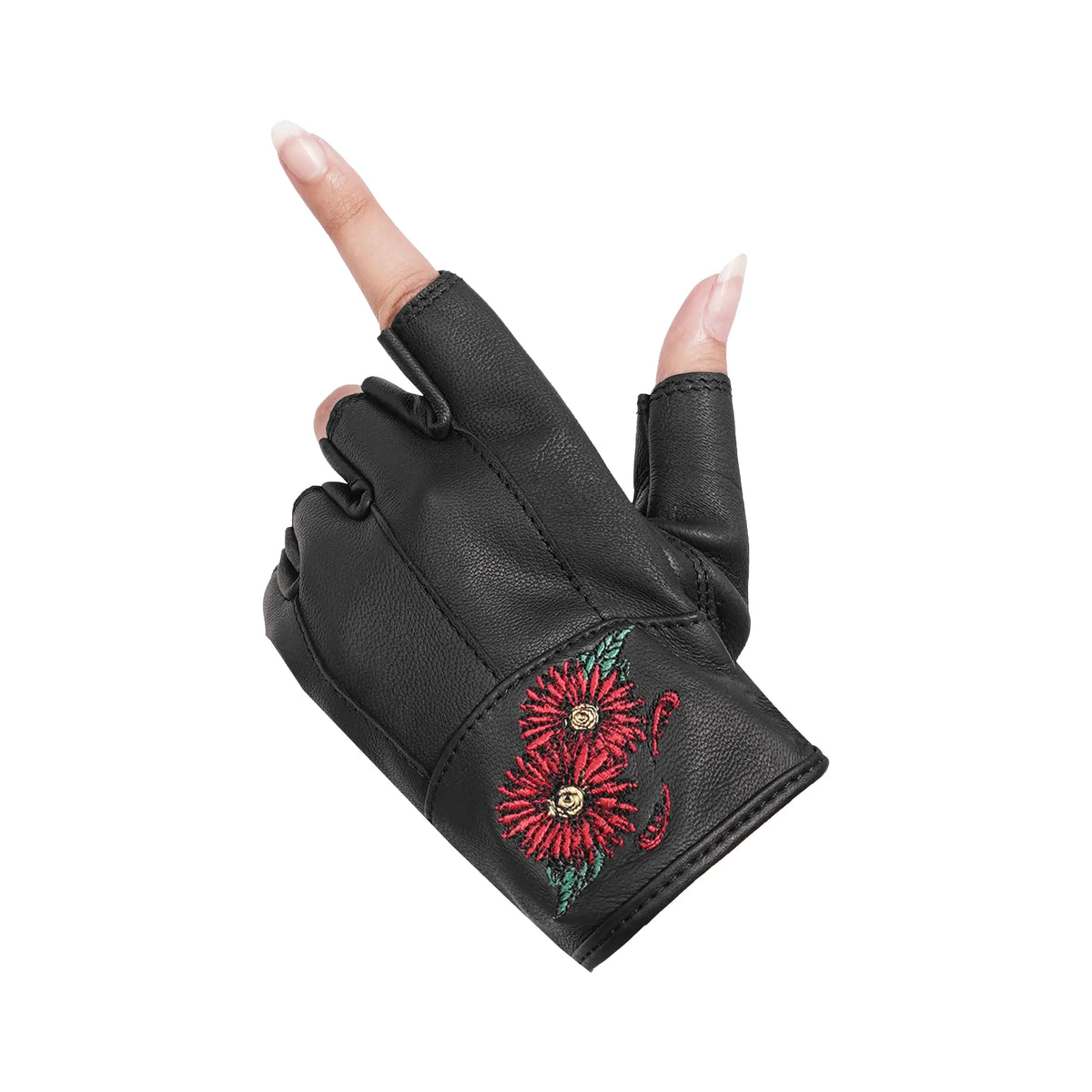 DS36 Women's Embroidered Fingerless Glove