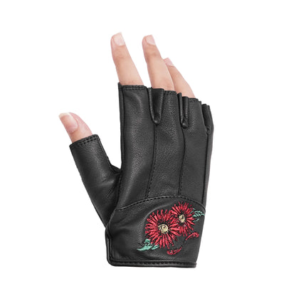 DS36 Women's Embroidered Fingerless Glove