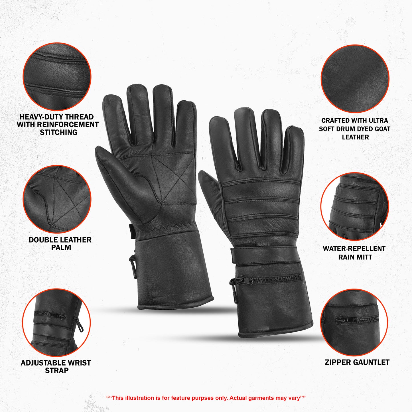 Freehand Men's Gauntlet Motorcycle Gloves