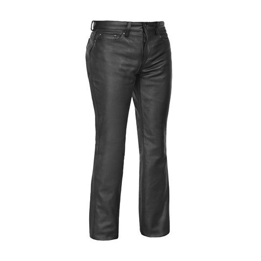 DS452 Women's Classic 5 Pocket Black Casual Motorcycle Leather Pants