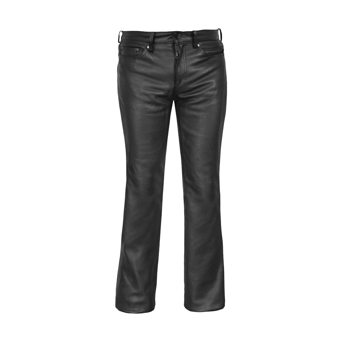DS452 Women's Classic 5 Pocket Black Casual Motorcycle Leather Pants