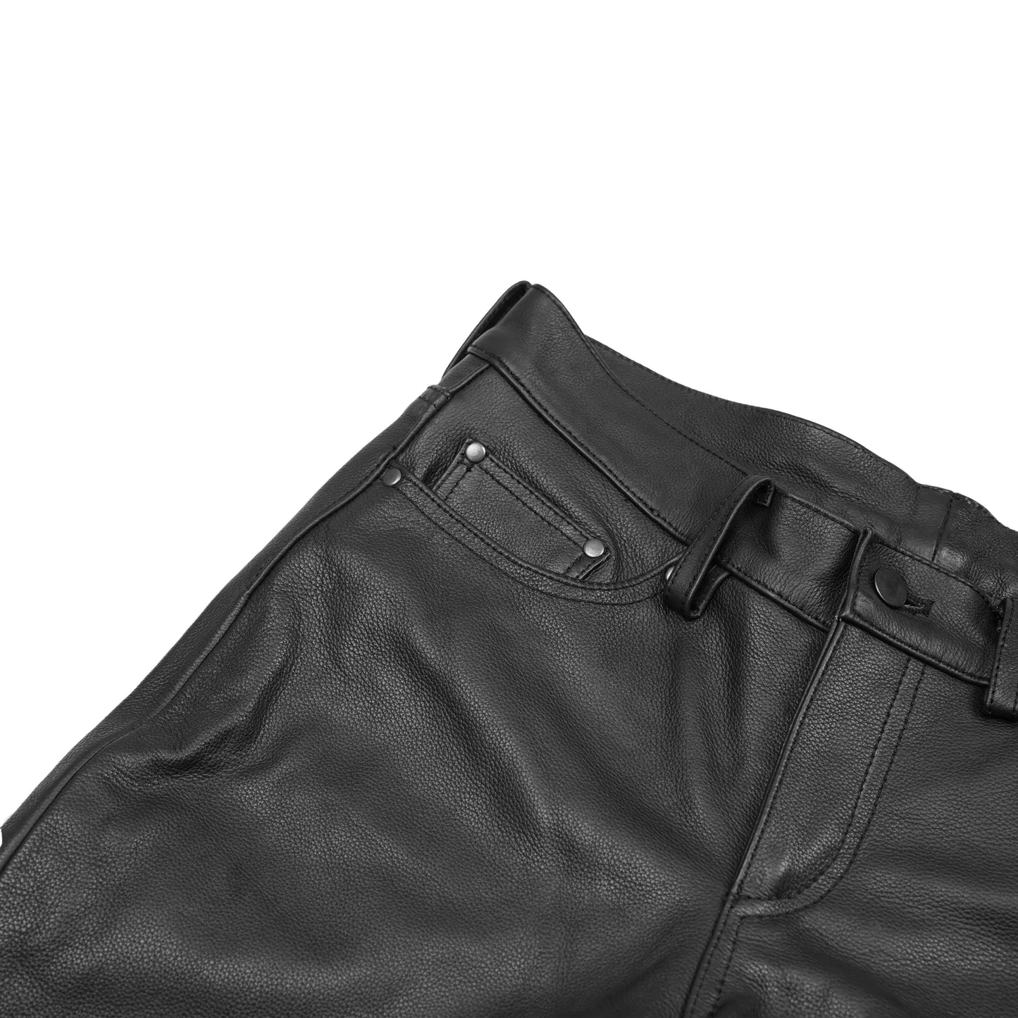 DS452 Women's Classic 5 Pocket Black Casual Motorcycle Leather Pants