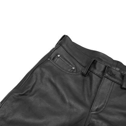 DS452 Women's Classic 5 Pocket Black Casual Motorcycle Leather Pants
