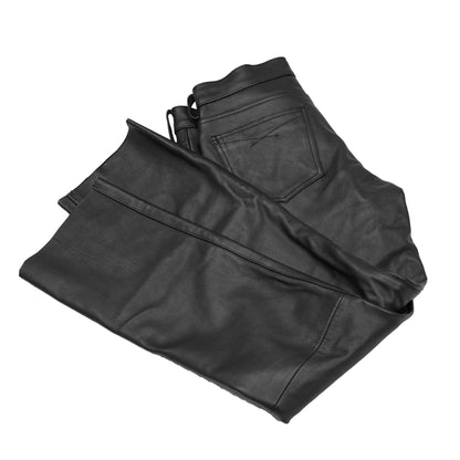 DS452 Women's Classic 5 Pocket Black Casual Motorcycle Leather Pants