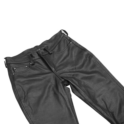 DS452 Women's Classic 5 Pocket Black Casual Motorcycle Leather Pants
