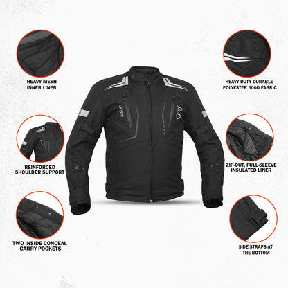 DS4610 Flight Wings - Black Textile Motorcycle Jacket for Men