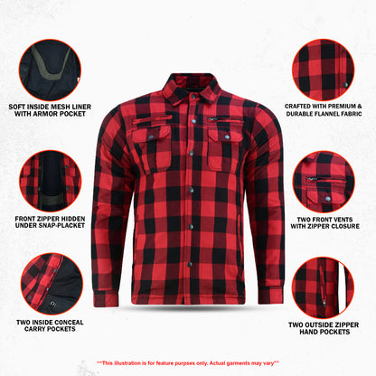DS4671 Armored Flannel Shirt - Red