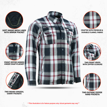 DS4672 Armored Flannel Shirt - Black, White & Red