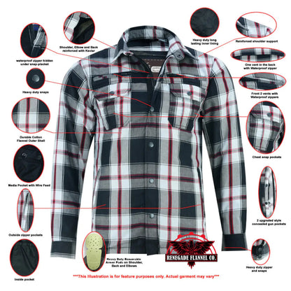 DS4672 Armored Flannel Shirt - Black, White & Red