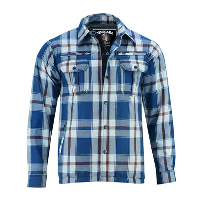 DS4673 Armored Flannel Shirt - Blue, White & Maroon