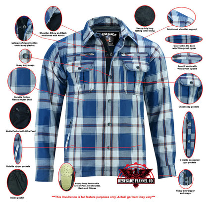 DS4673 Armored Flannel Shirt - Blue, White & Maroon