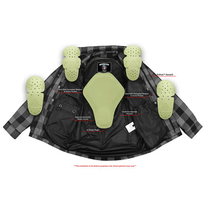 DS4673 Armored Flannel Shirt - Blue, White & Maroon