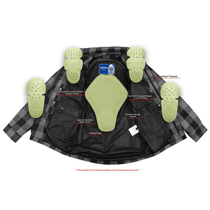 Armored Men's Motorcycle Flannel Shirts - Blue