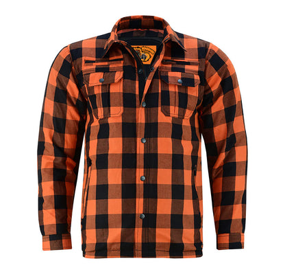 Armored Men's Motorcycle Flannel Shirts - Orange and Black