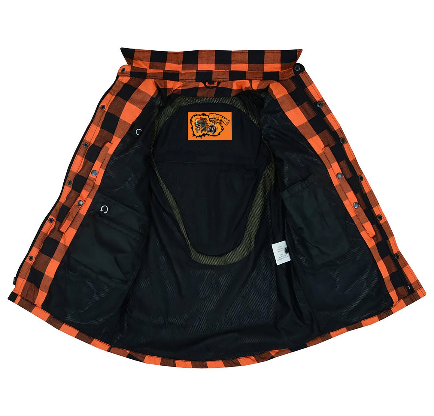 Armored Men's Motorcycle Flannel Shirts - Orange and Black