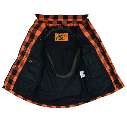 Armored Men's Motorcycle Flannel Shirts - Orange and Black