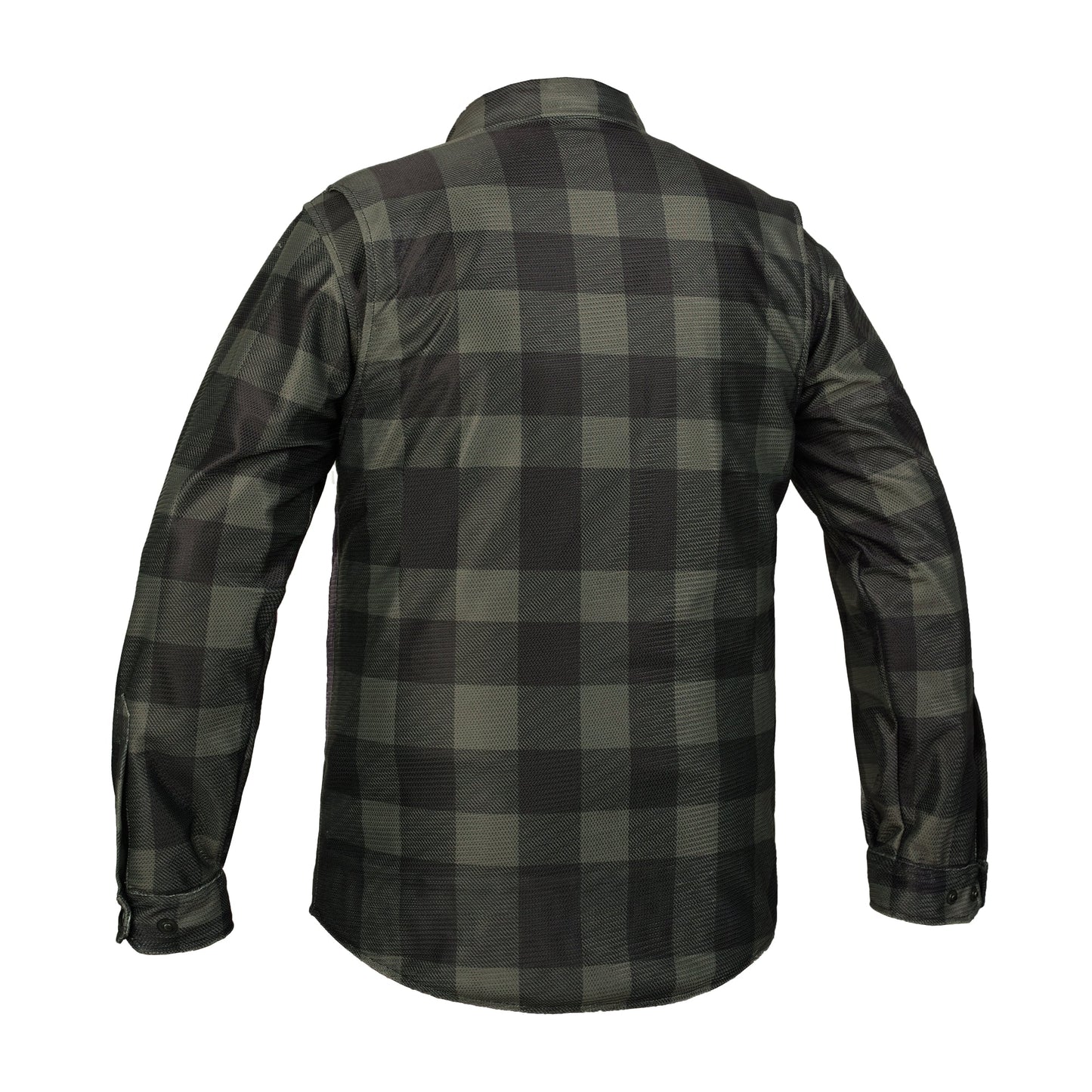 Cedar - Men's Mesh Armored Motorcycle Flannel Shirt - Green & Black