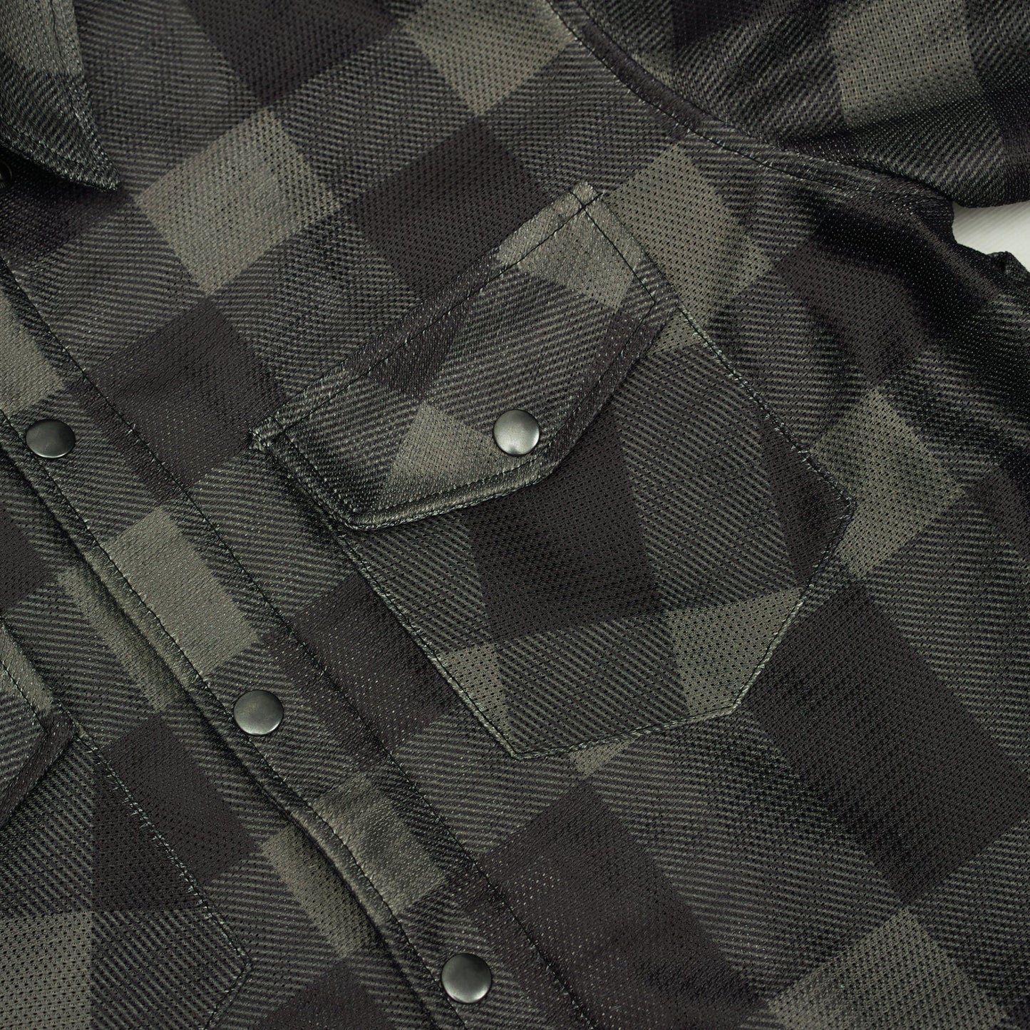 Cedar - Men's Mesh Armored Motorcycle Flannel Shirt - Green & Black