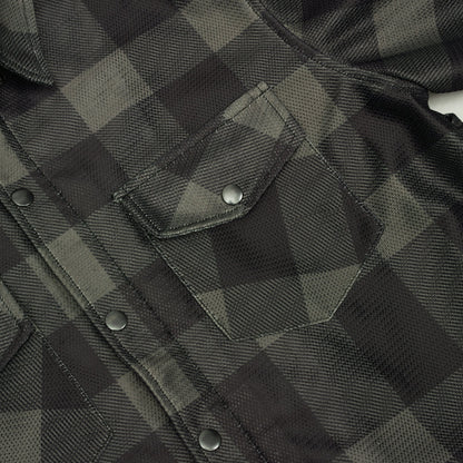 Cedar - Men's Mesh Armored Motorcycle Flannel Shirt - Green & Black