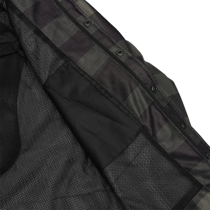 Cedar - Men's Mesh Armored Motorcycle Flannel Shirt - Green & Black