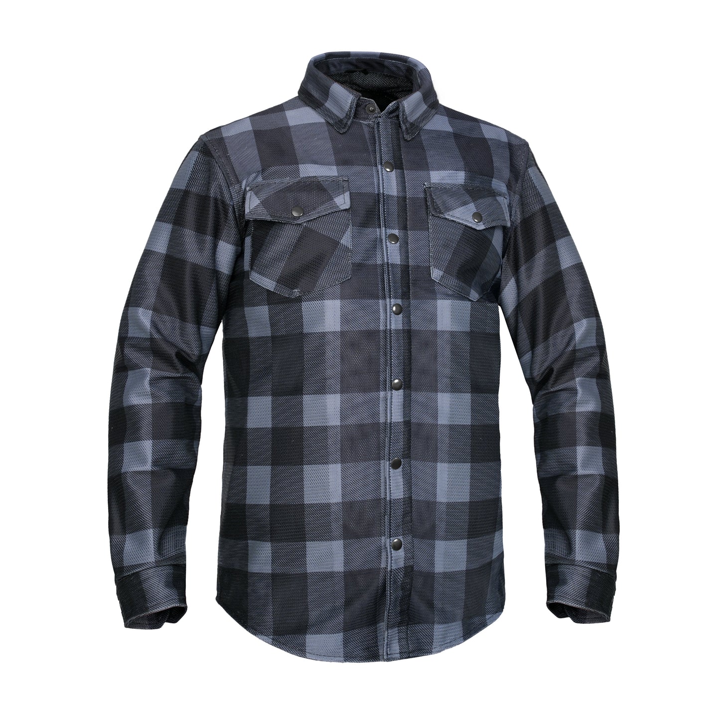 Moss Creek - Men's Mesh Armored Motorcycle Flannel Shirt - Gray & Black