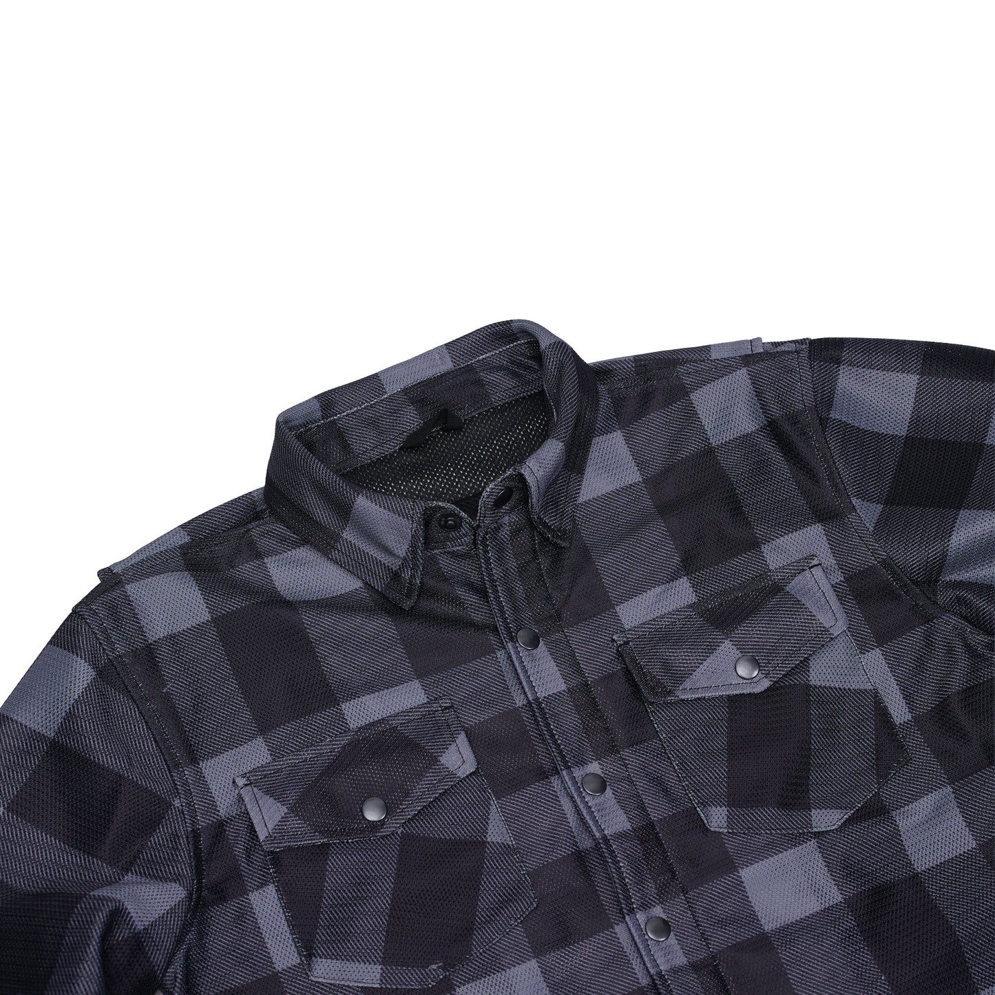 Moss Creek - Men's Mesh Armored Motorcycle Flannel Shirt - Gray & Black