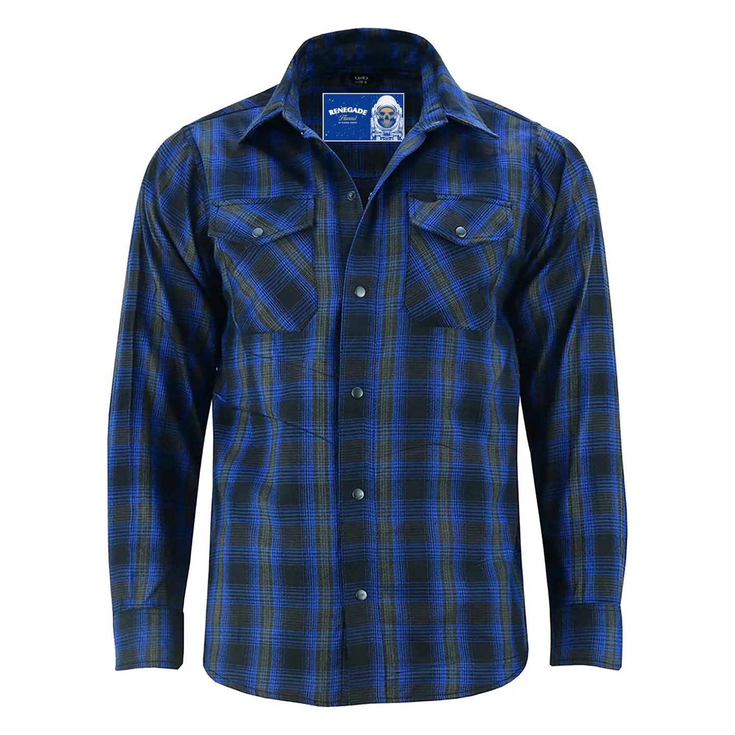 GravelKing - Men's Motorcycle Flannel Shirt - Black and Blue