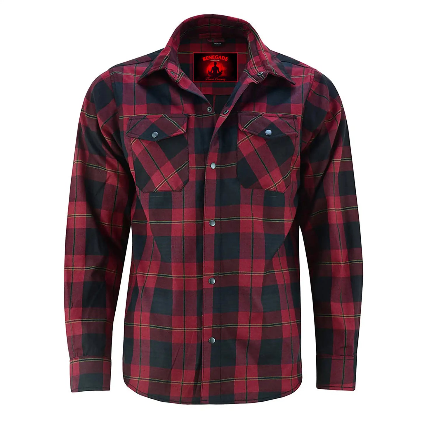 GravelKing - Men's Motorcycle Flannel Shirt - Red and Black