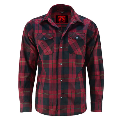 GravelKing - Men's Motorcycle Flannel Shirt - Red and Black