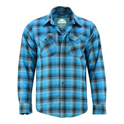 GravelKing - Men's Motorcycle Flannel Shirt - Blue and Black